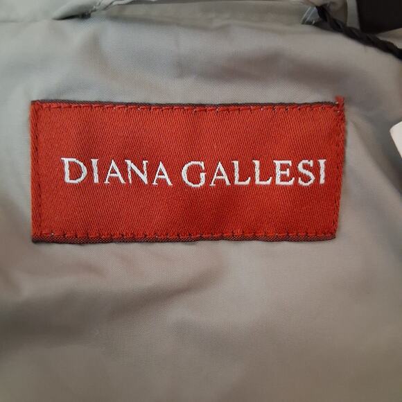 Diana Gallesi Quilted Gray Puffer Coat Parka Zip Up Knee Length LARGE Italy NWT - Picture 3 of 12